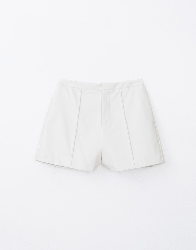 Concealed Placket Faux Leather Shorts