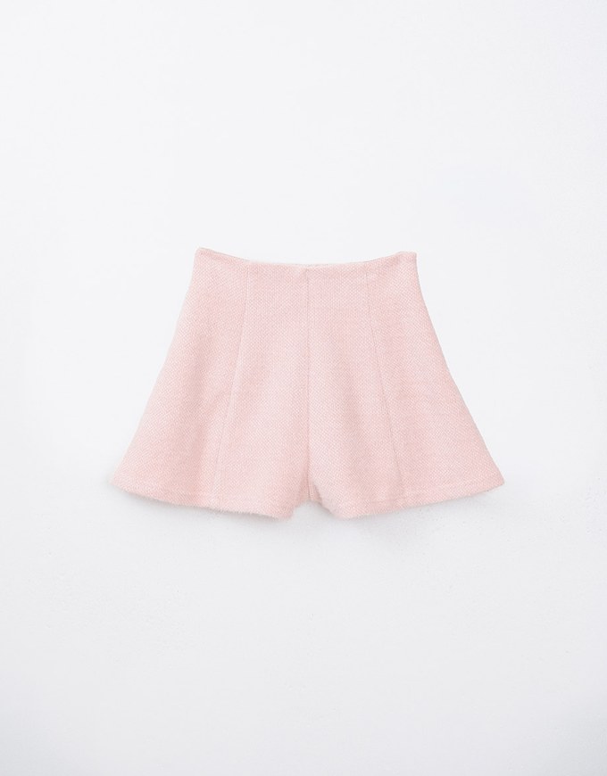 Solid Color Woolen Wide Leg Shorts With Umbrella Hem