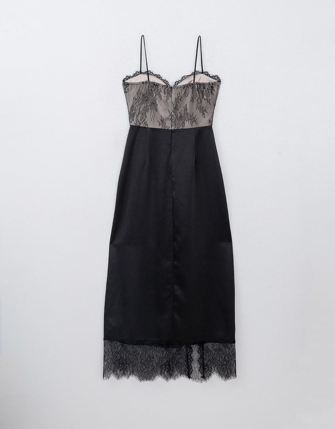 Sexy Lace Satin Padded Maxi Dress