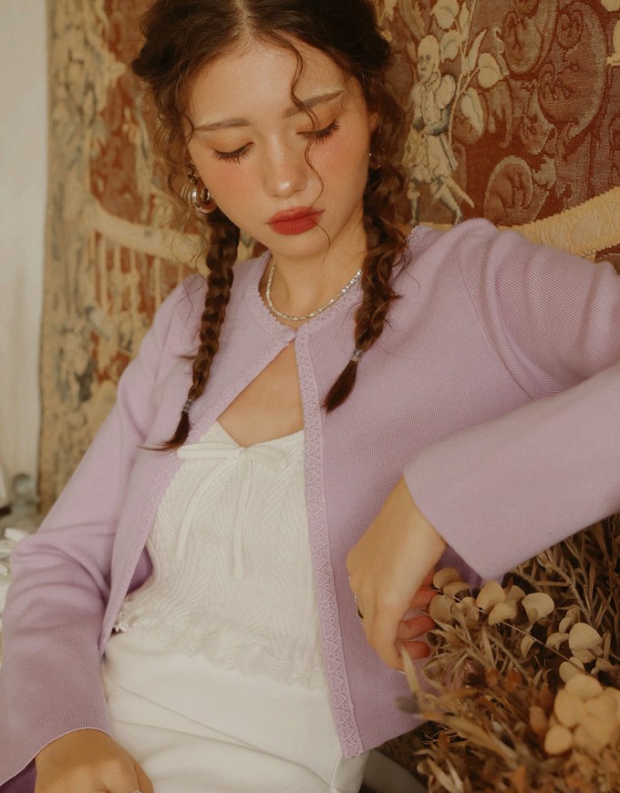 Knit Cardigan Top with Heart-Shaped Lacing