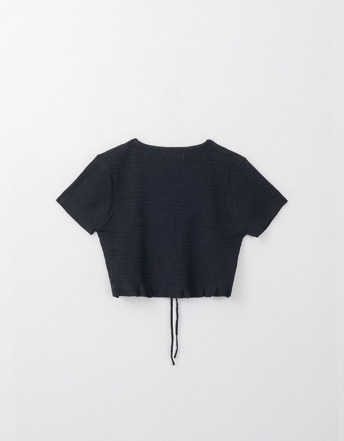 Ribbed Tie Front Cropped Knit Top