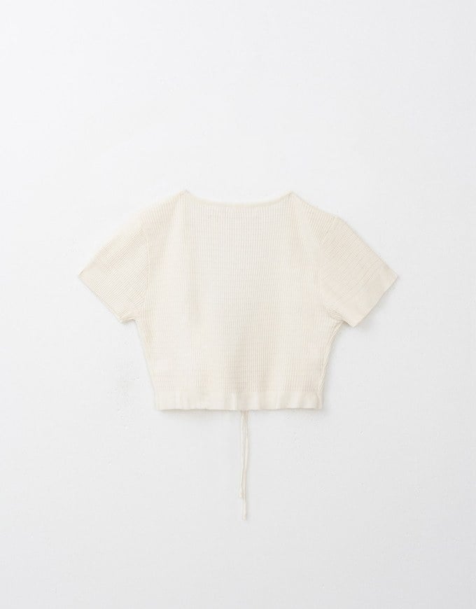 Ribbed Tie Front Cropped Knit Top