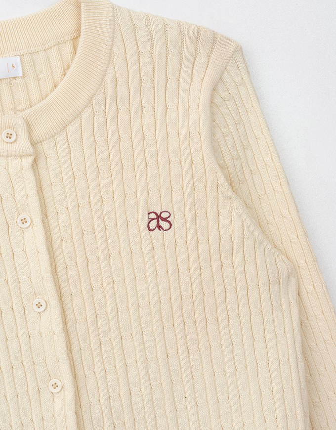 Brand Logo Cable Knit Cardigan Top