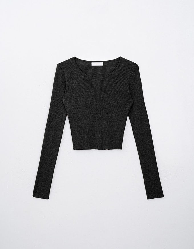 Basic Long Sleeve Round Neck Knit Top