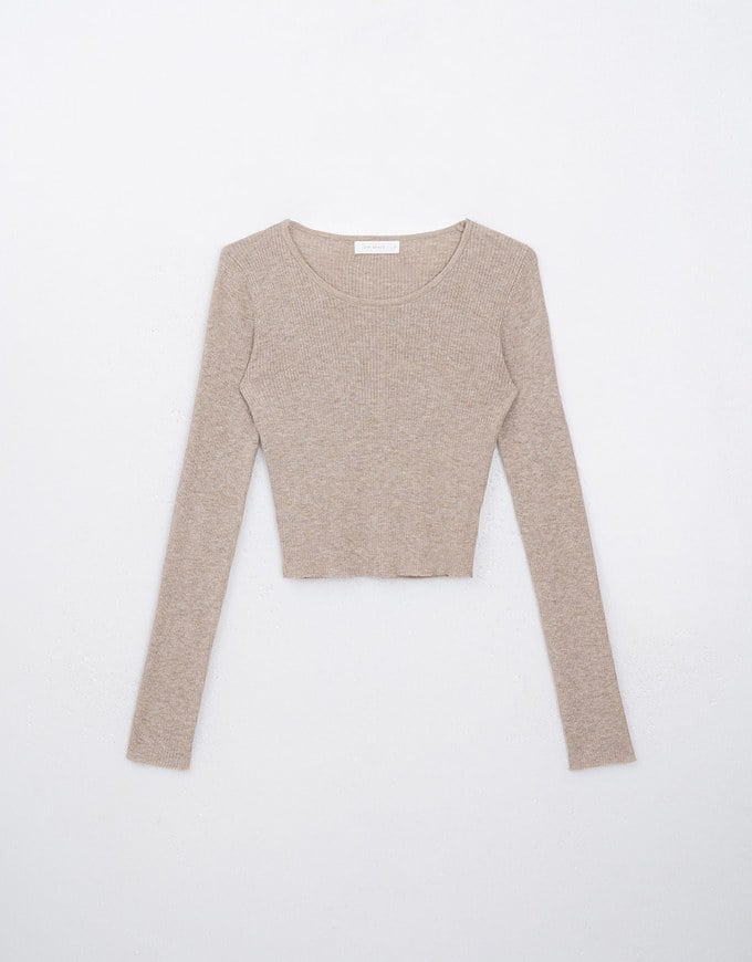 Basic Long Sleeve Round Neck Knit Top