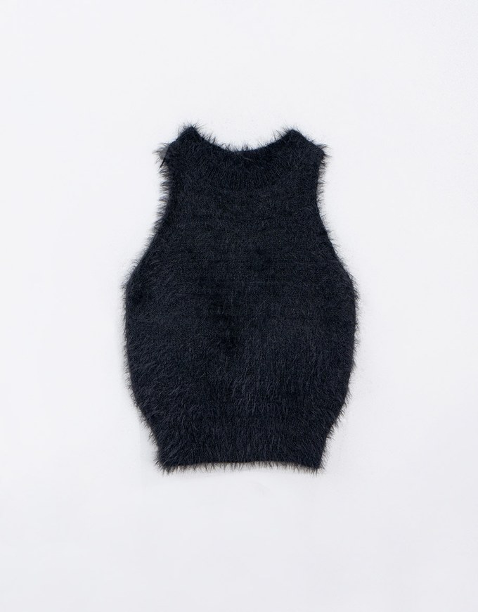 【HEYMAN Design】Fluffy Turtleneck Halter Tank Padded Top