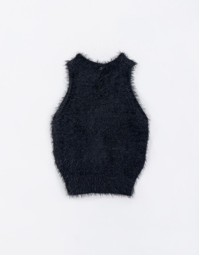 【HEYMAN Design】Fluffy Turtleneck Halter Tank Padded Top