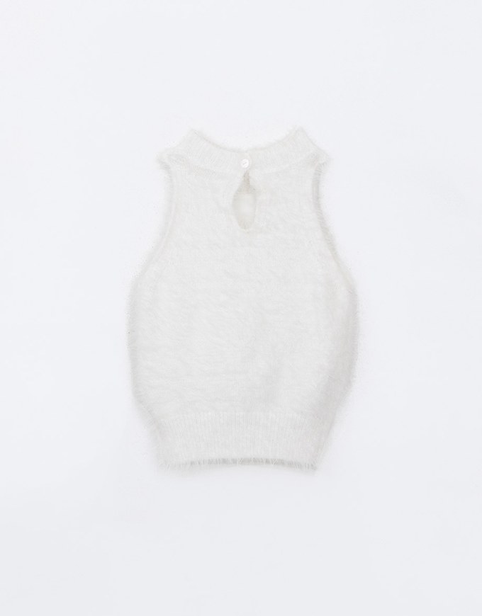 【HEYMAN Design】Fluffy Turtleneck Halter Tank Padded Top