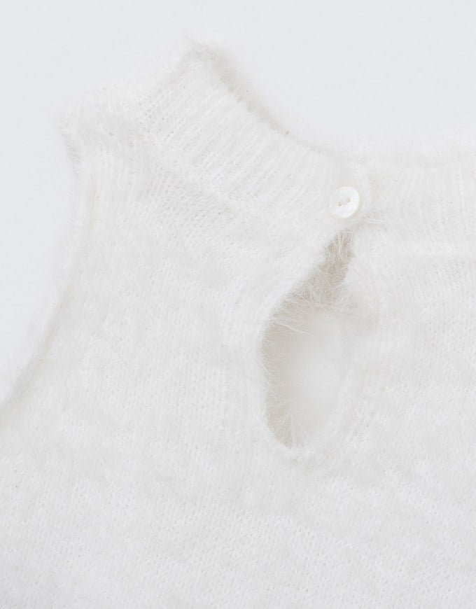 【HEYMAN Design】Fluffy Turtleneck Halter Tank Padded Top