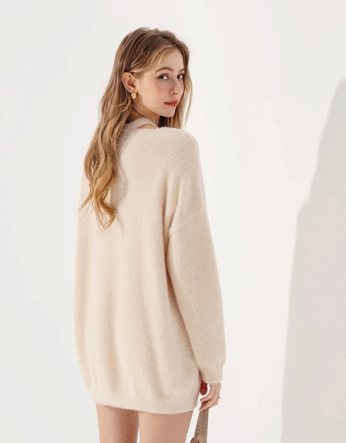 Mohair Blend Halter Neck Loose Sweater