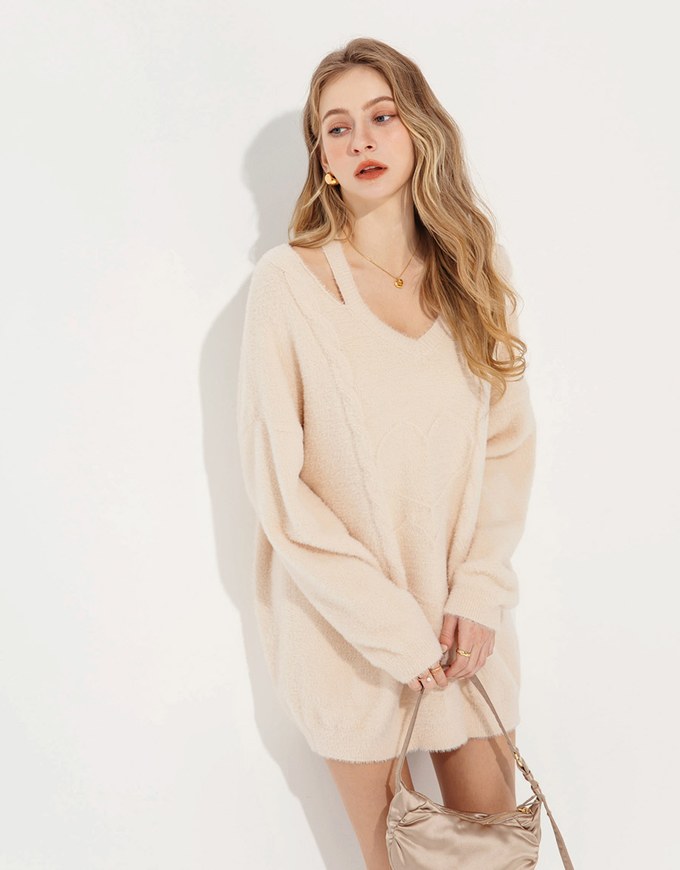 Mohair Blend Halter Neck Loose Sweater