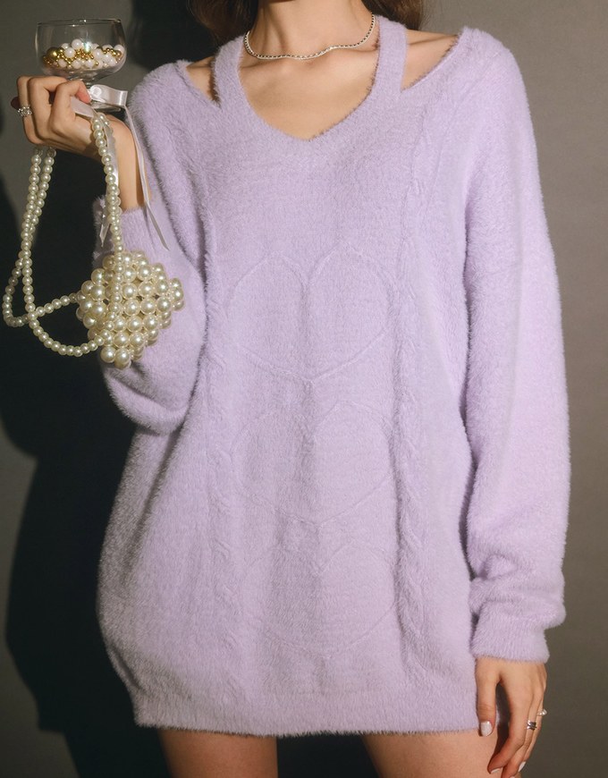 Mohair Blend Halter Neck Loose Sweater