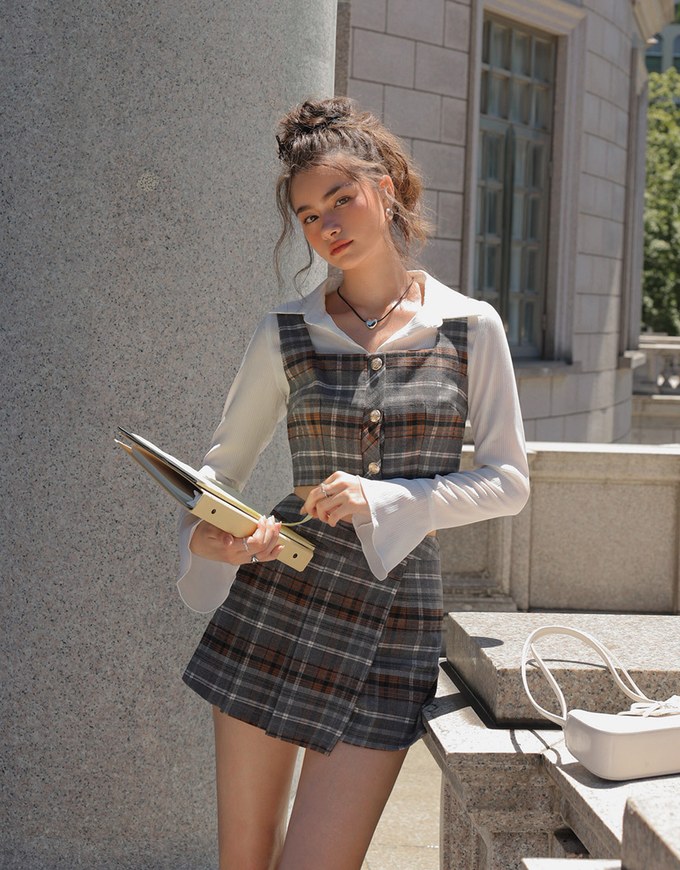 Retro Plaid Woolen Mini Skorts