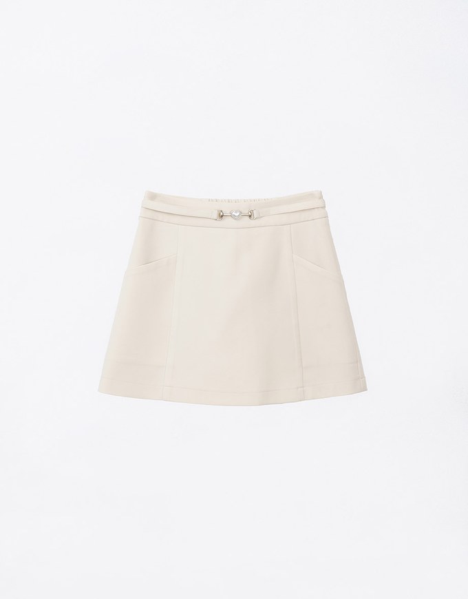 Heart Shaped Pearl Embellished Skorts With Pockets