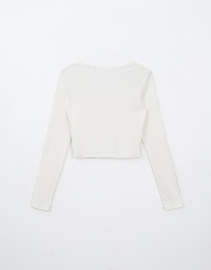 Chic French Square Neck Long Sleeve Top