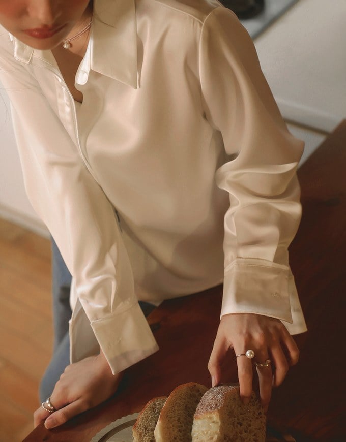 Satin Casual Long Sleeve Button Up Blouse