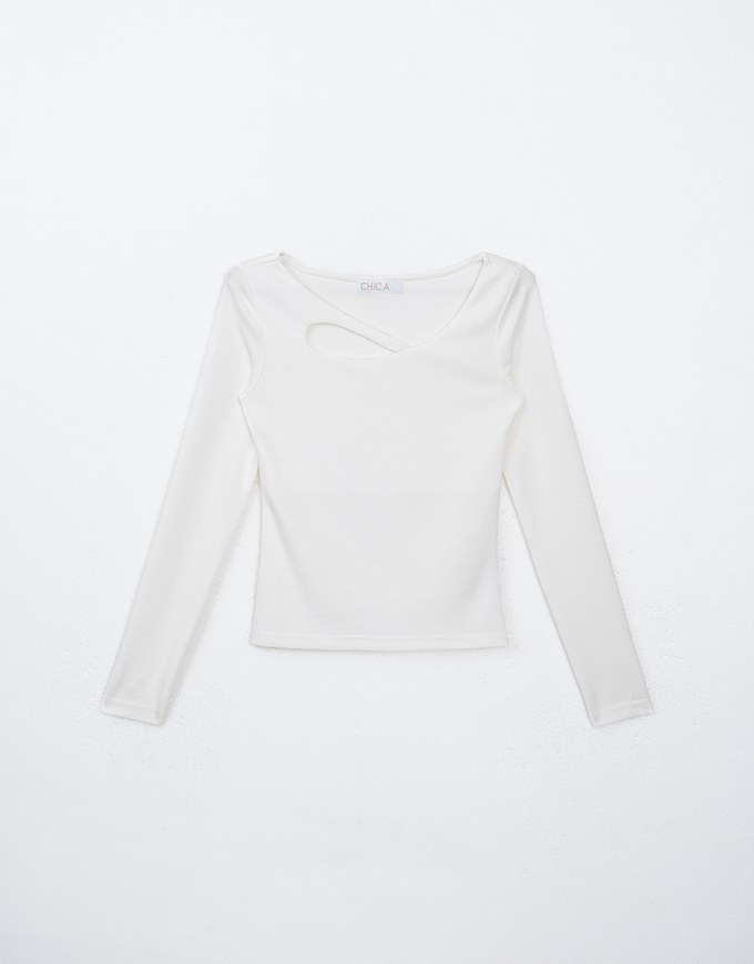 Asymmetrical Hollow Out Long Sleeve Top