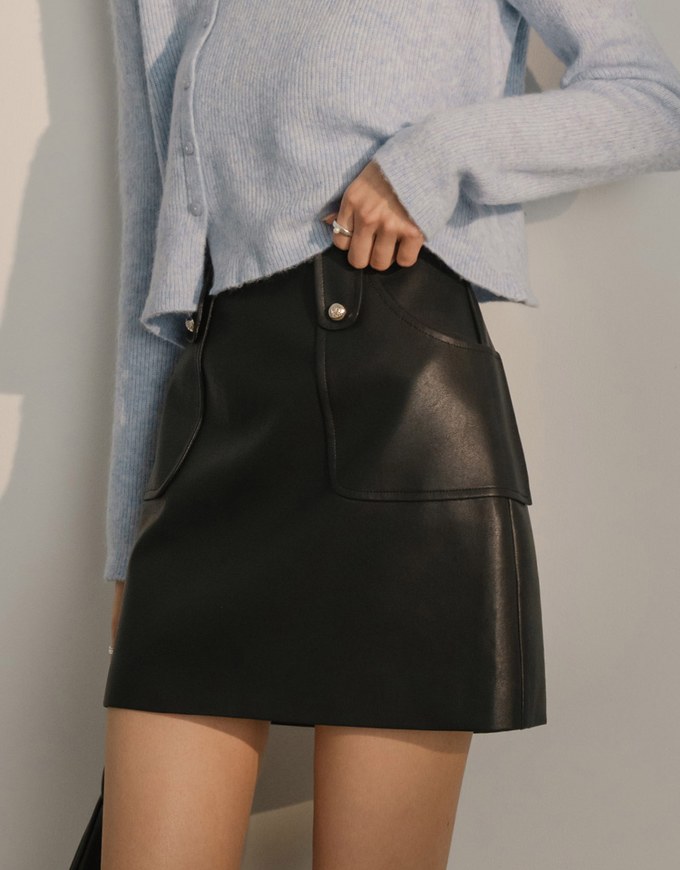 Waistless Faux Leather Mini Skirt