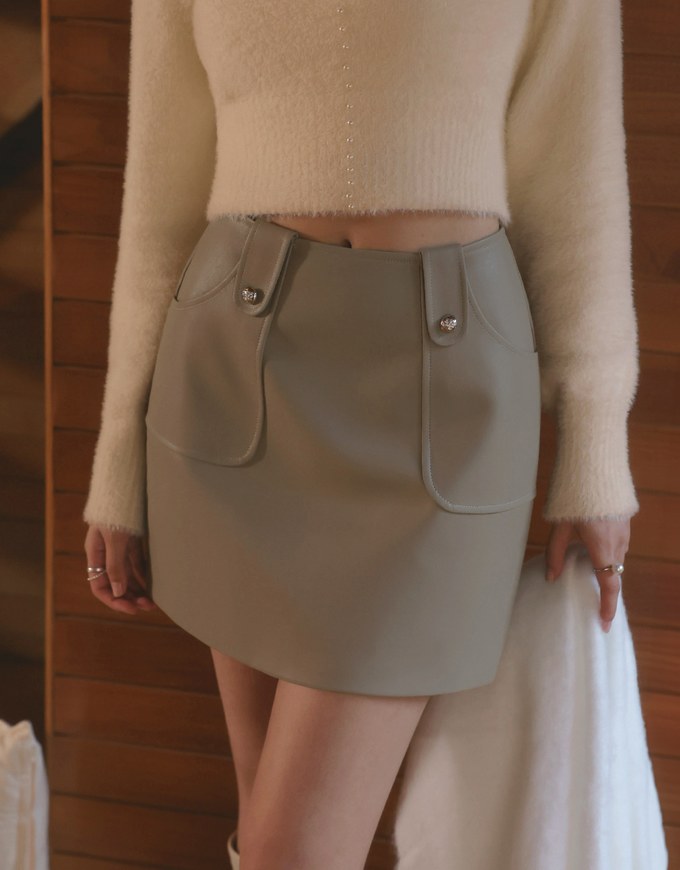 Waistless Faux Leather Mini Skirt