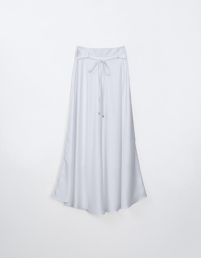 Flowy Flare Satin Maxi Skirt (with Belt)