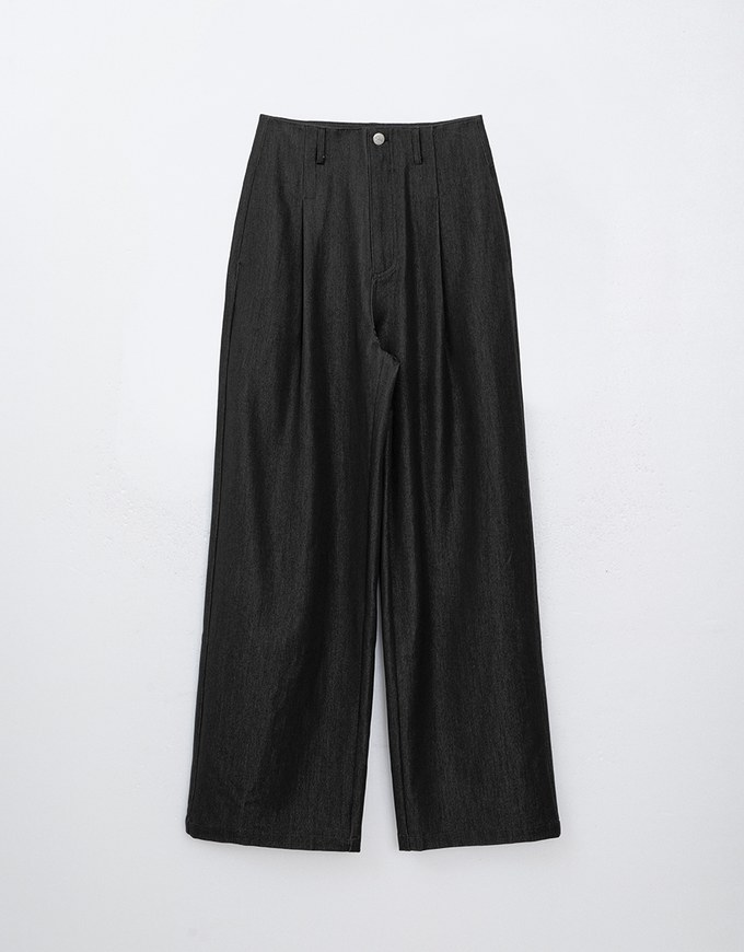 High Waisted Pleated Jeans Denim Wide Pants Culottes