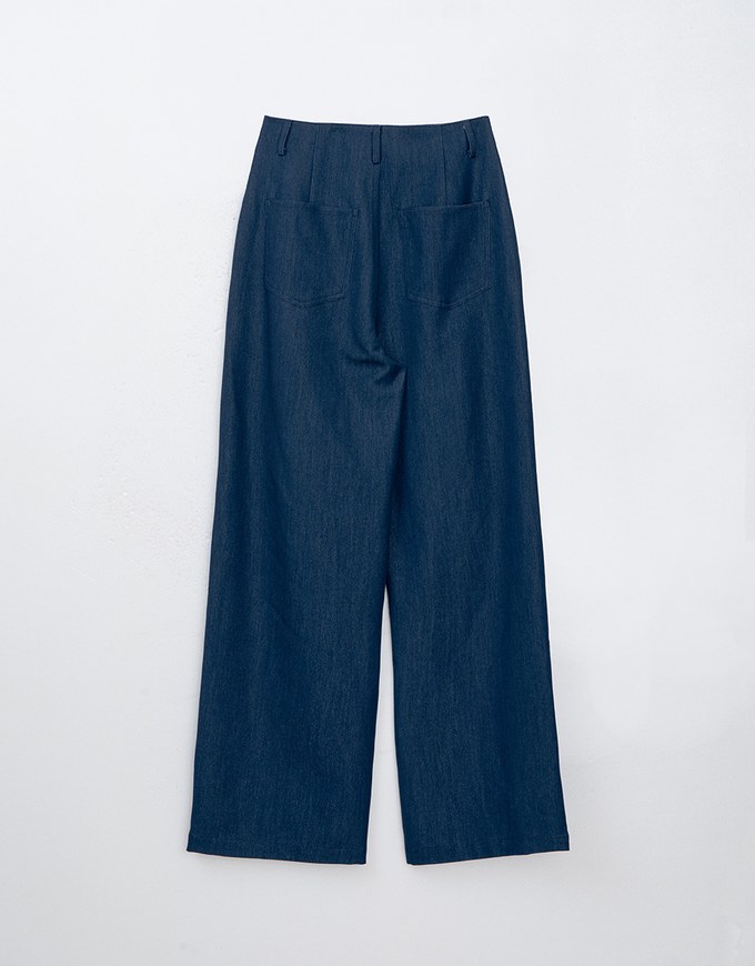 High Waisted Pleated Jeans Denim Wide Pants Culottes