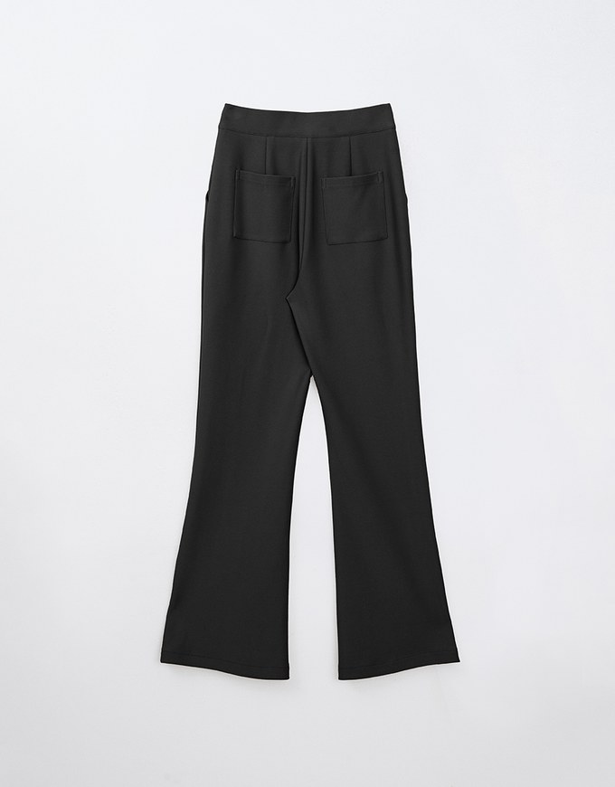 High Waist Side Slit Elastic Flared Pants