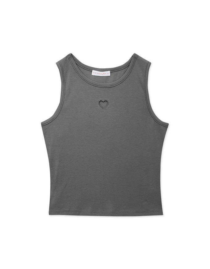 Cut Out Heart Crew Neck Tank Top