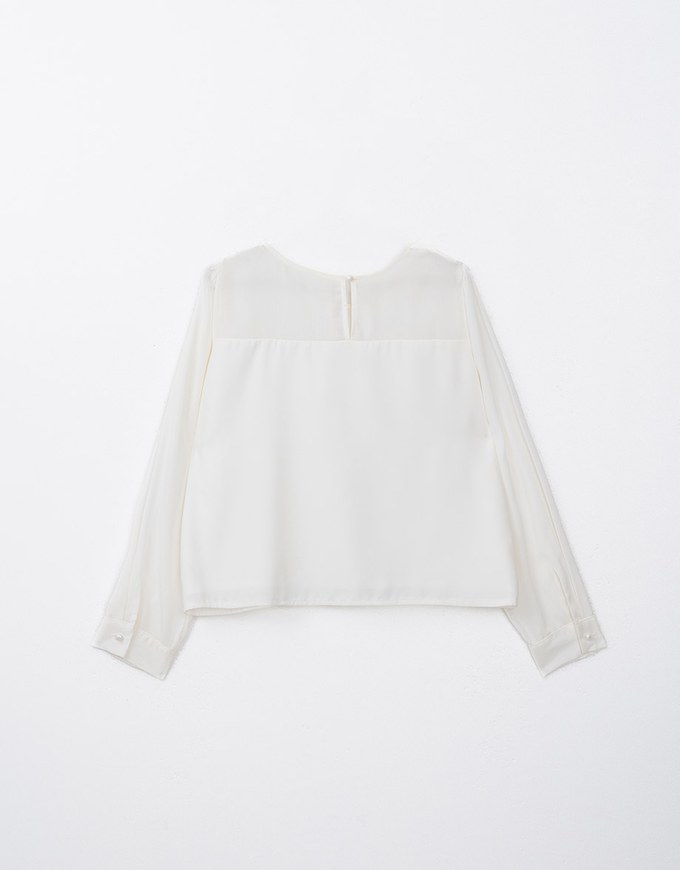 Pearl Embellished Sheer Chiffon Top