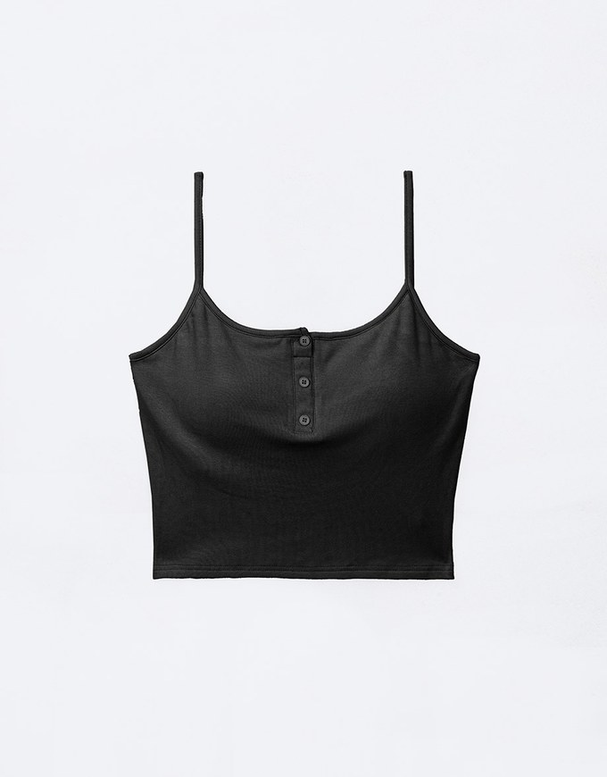 WARM↑UP Thin Heating Button Front Cami Bra Top