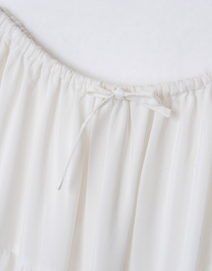 Textured Drawstring Tiered Long Skirt