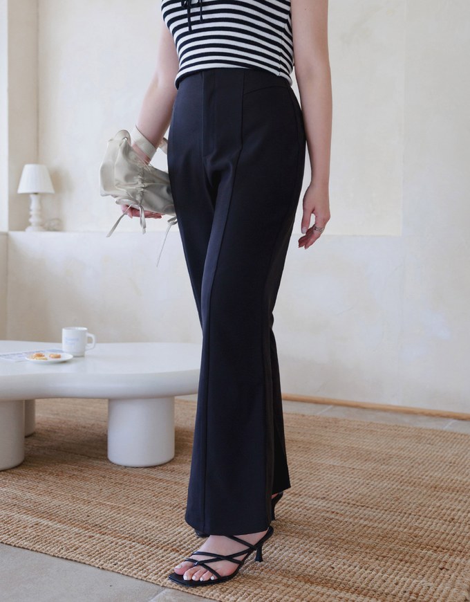 Regular Length High Waist Flared Trousers