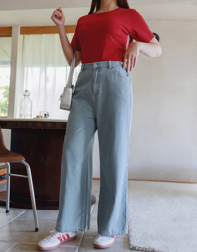 Heart Shape Pocket Jeans Denim Flared Trousers