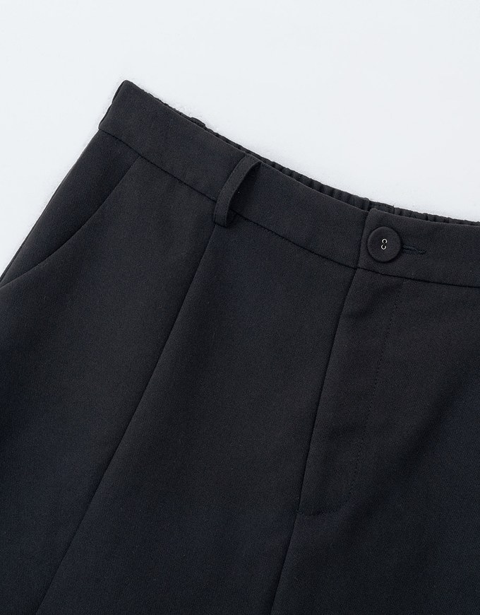 Textured Single Button Twill Shorts