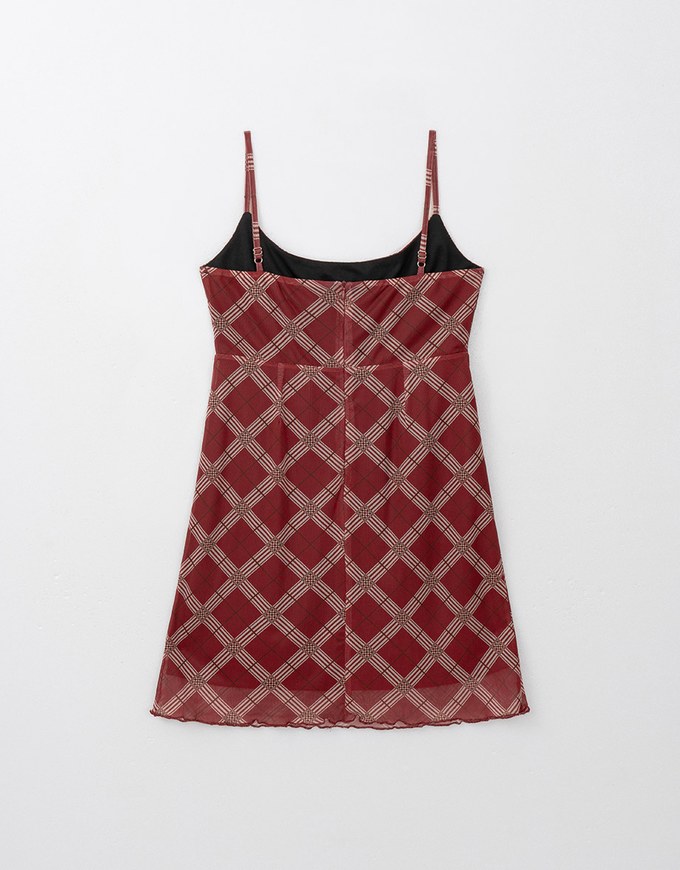 Spaghetti Strap Checkered Cami Mini Dress