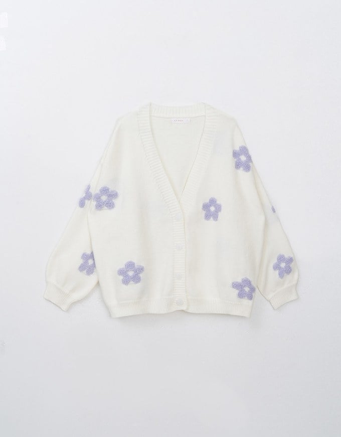 Casual Flower Knit Sweater Cardigan