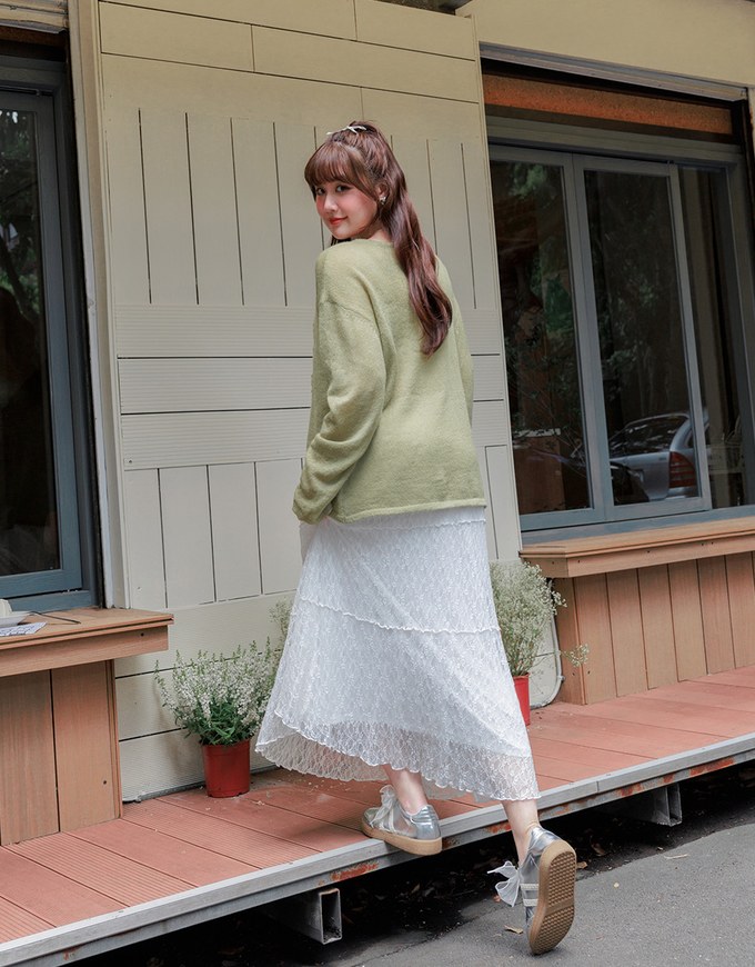 Sheer Letter Stitch Oversized Sweater Knit Top