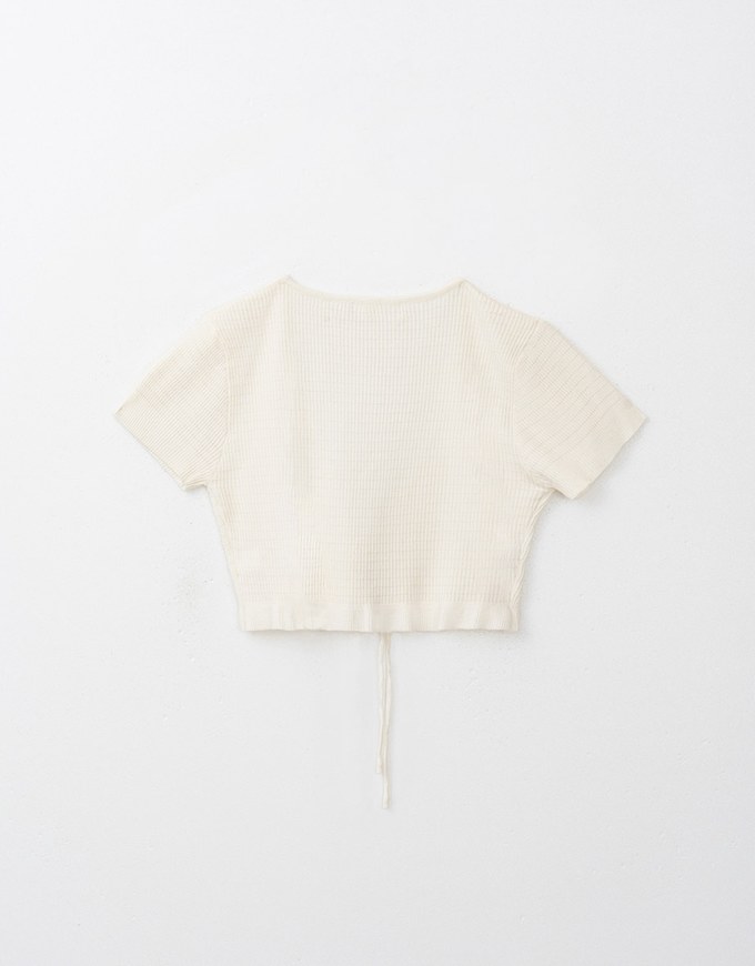 Ribbed Tie Front Cropped Knit Top