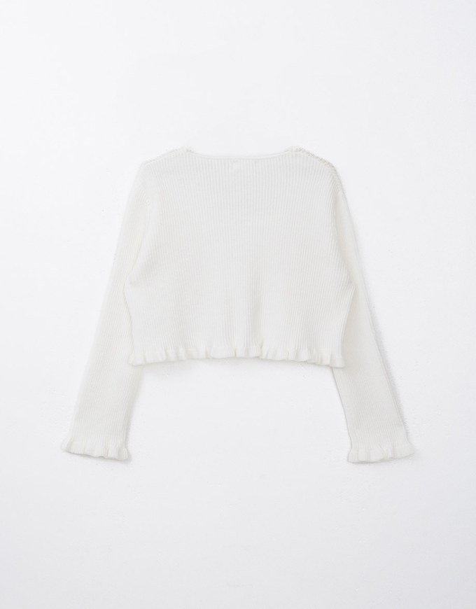 Ruffle Trim Rib Knit Top