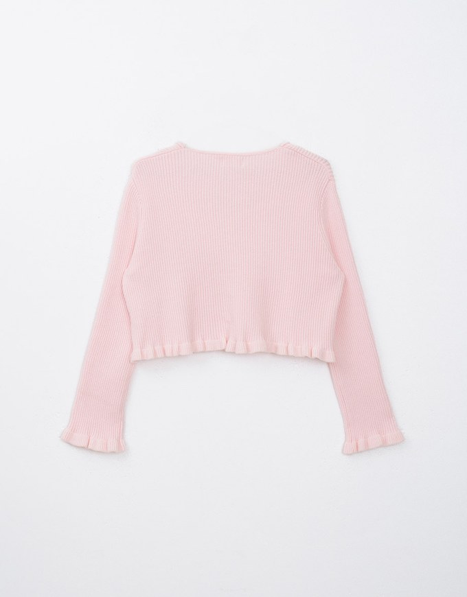 Ruffle Trim Rib Knit Top