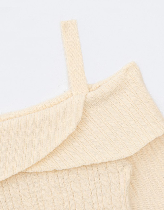 Cut Out Shoulder Cable Knit Top