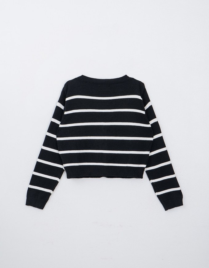 Long Sleeve Classic Striped Knit Cardigan