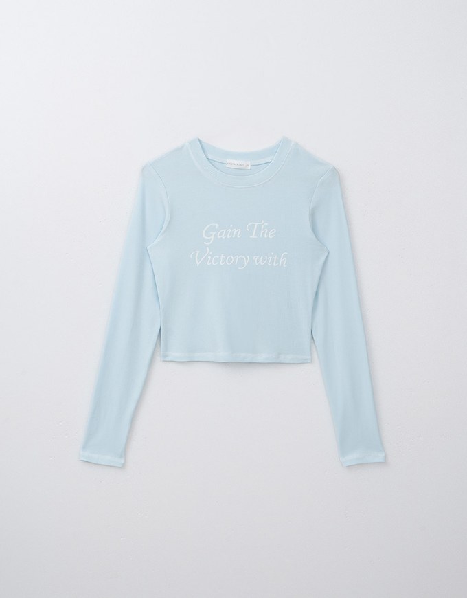 Long Sleeve Crewneck Letter Ribbed Tee