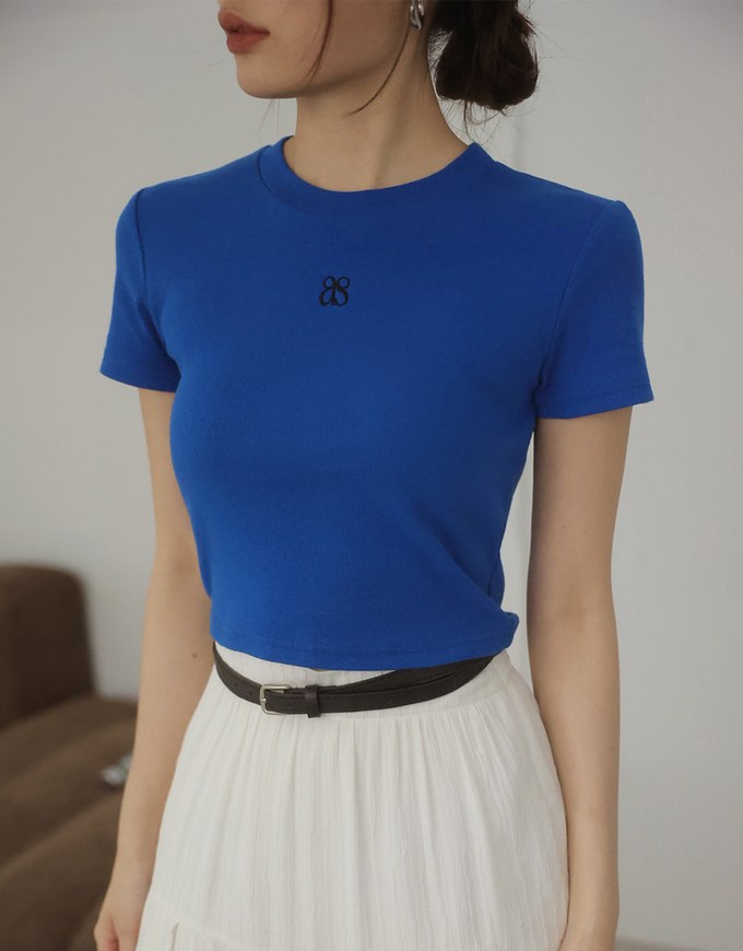 Brand Logo Ribbed Cropped Top