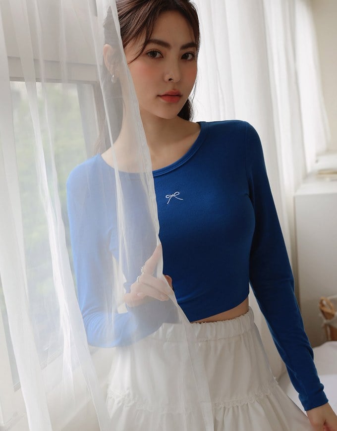 Bow Embroidered Silky Top