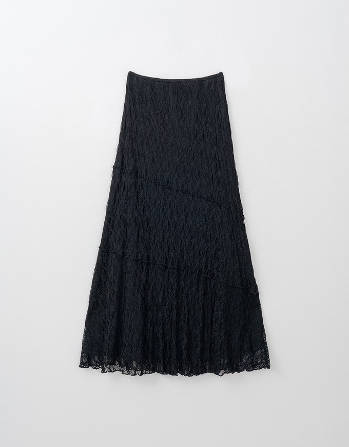 Elegant Sheer Asymmetrical Lace Maxi Skirt