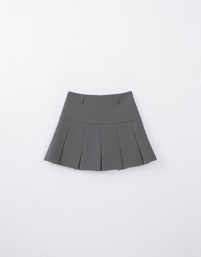 Wide Waist Pleated Suit Skirt