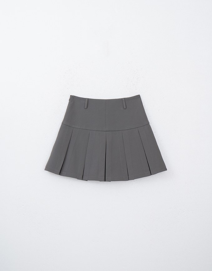 Wide Waist Pleated Suit Skirt