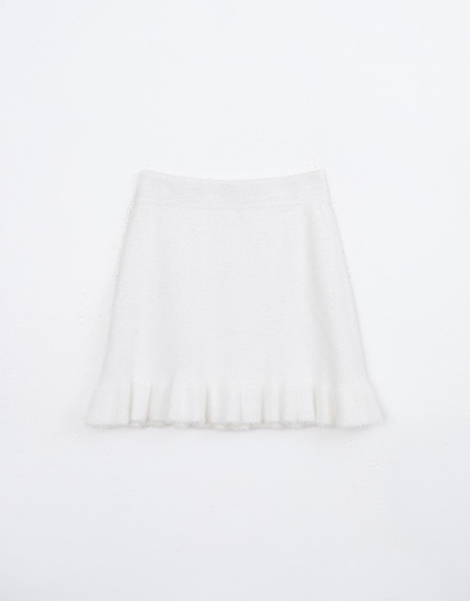 Mohair Lace Trimmed Mini Skirt