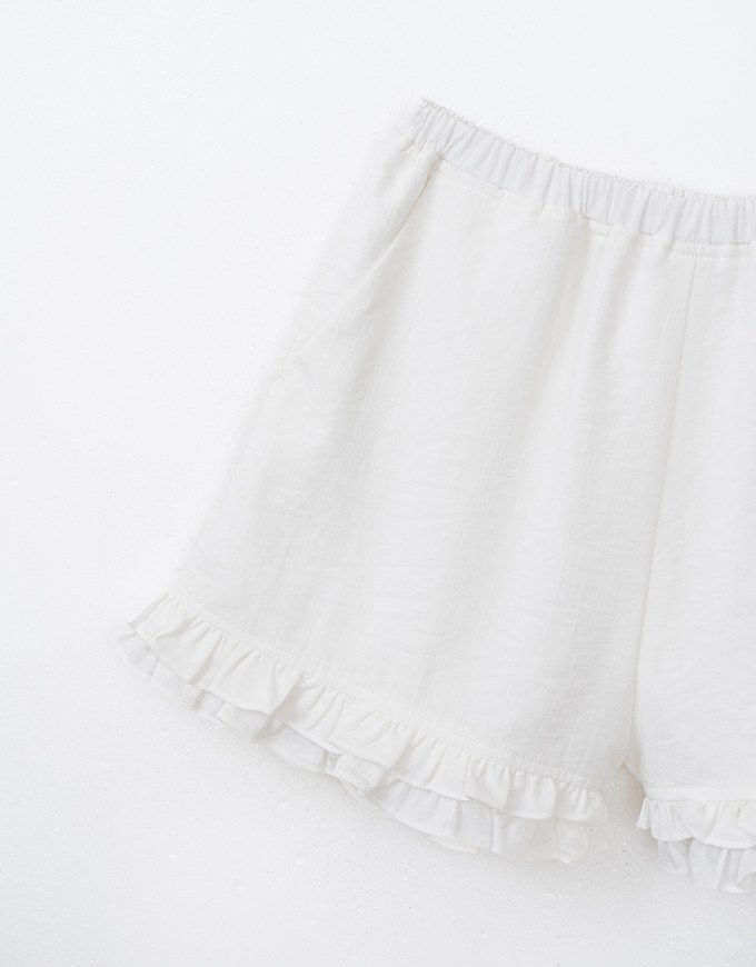 Playful Ruffle Trim Elastic Shorts